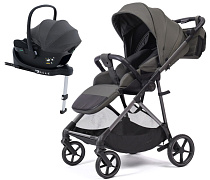 Прогулочная коляска Peppy Amici с автокреслом Jovikids Aria и базой Antrazit рама Grey