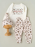 Боди, штанишки, узелок Little Star Кисуля 728126 (ЧЗ-мз) крем 56