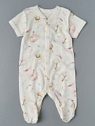 Комбинезон с коротким рукавом на кнопках Little Star цветы хлопка, крем 74