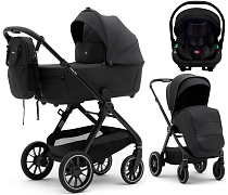 Коляска Agex Prima Pro 3 в 1 с автокреслом i-Team ATB526 Black APA657 Midnight Grey (Темно-серый)
