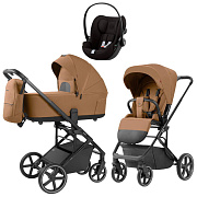 Коляска Carrello Alfa CRL-6522 2025 Cybex Cloud G i-Size Magic Black 3 в 1 Honey Beige