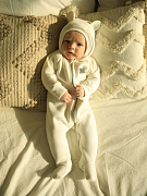 Комбинезон Little Star Мишка с капюшоном футер с начесом 30321 (ЧЗ-мз) крем 74