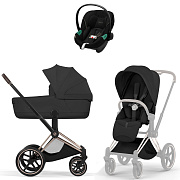 Коляска Cybex Priam V Rosegold Style Aton S2 Moon Black 3 в 1 Sepia Black