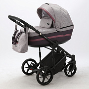 Детская коляска Adamex Rimini 3 в 1 RI40-LUX СВ.РОЗОВ+СЛИВОВАЯ КОЖА+СИРЕНЬ ПЕРЛ.ОТДЕЛКА