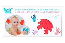 Набор игрушек для ванны мини-коврики Roxy-Kids Sea Animals с пальчиковыми красками RBM-010-FC яркие