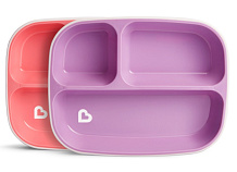 Тарелки детские Munchkin Splash секционные набор 2 шт. светло-розовая, светло-фиолетовая