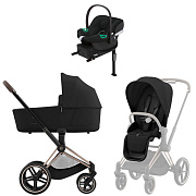 Коляска Cybex Priam IV Rosegold complete Aton B2 Volcano Black Base One 4 в 1 Sepia Black