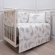 Комплект в кровать Lappetti Дино сафари для прямоугольной кроватки 6 пр. 6151 зеленый-белый