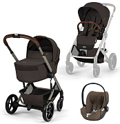 Коляска Cybex Balios S Lux Fold Cot TPE Cloud T Coconut Brown Plus 3 в 1 Chocolate Brown с дождевиками