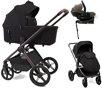 Детская коляска Peppy Soho 4 в 1 с автокреслом Jet Brown и базой Black (черный) рама шоколад