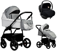 Детская коляска Indigo Impulse Eco 3 в 1 с автокреслом Avionaut Cosmo Ie03 белая кожа/серый