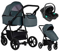 Детская коляска Pituso Tossa 3 в 1 с автокреслом Santiso Pro Black TS/50/05 Sage