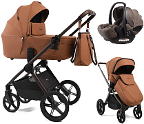 Детская коляска Peppy Monaco Thermo 3 в 1 с автокреслом Verona Brown Biscuit (бисквит), рама серо-коричневая