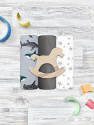 Пелёнки Mjolk трикотажные 3 шт 120х85 см Акулы/Звёзды/Steel Grey