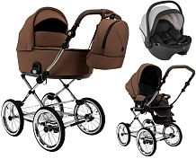 Детская коляска Roan Bass Next Classic d14 2.0 3 в 1 с автокреслом Pituso Baesa Pro Black,Beige Canopy BSNC/91/2 Mocha Mousse/Black/руч.Cappuccino