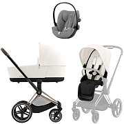 Коляска Cybex Priam IV Rosegold complete Cloud G3 Stone Grey Plus 3 в 1 Off White