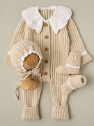 Комбинезон с воротником, чепчик, носочки Little Star Лапша 830017 (ЧЗ-нк) слоновая кость/белый 56