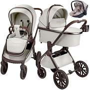 Детская коляска AmaroBaby Motus Premium Ecco Exclusive 3 в 1 с автокреслом Rant Miro Beige молочный