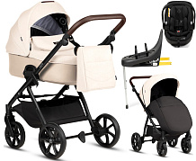 Детская коляска Tutis Leo 3 Plus 4 в 1 с автокреслом Beno Black и базой 1582228 Caramel