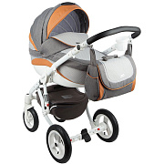 Детская коляска Adamex Barletta New 2 в 1 B-31 (серый+серый принт+оранжевый)