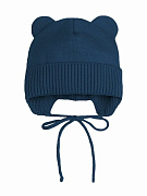 Шапочка вязаная AmaroBaby Pure Love Bear с подкладом ЧЗ синий 56
