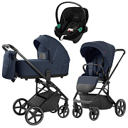 Коляска Carrello Alfa CRL-6522 2025 Cybex Aton S2 i-Size Moon Black 3 в 1 Denim Blue