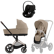 Коляска Cybex Priam IV Rosegold complete Cloud G3 Magic Black 3 в 1 Cozy Beige