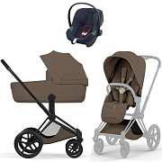 Коляска Cybex Priam V Matt Black Style Aton B2 Bay Blue 3 в 1 Coconut Brown