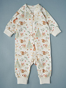 Комбинезон растущий на молнии Little Star интерлок 13016 (мз) новогодний лес, крем 74