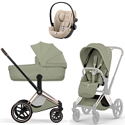 Коляска Cybex Priam V Rosegold Style Cloud G3 Almond Beige 3 в 1 Sage Green