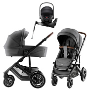 Коляска 3 в 1 Britax Roemer Smile 5Z Style и автокресло Baby-Safe Pro Classic Deep Black + Vario Base 5Z Mineral Grey