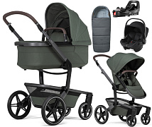 Детская коляска 4 в 1 Joolz Day 5 и автокресло Baby-Safe Core Space Black и база Vario Base 5Z без адаптеров + конверт в подарок Forest green