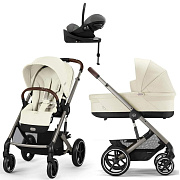 Коляска Cybex Balios S Lux TPE complete Cloud G Lava Grey Base G 4 в 1 Seashell Beige с дождевиками