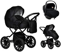 Детская коляска Indigo Mio Eco Plus 14 3 в 1 с автокреслом Avionaut Cosmo Black 01 черная кожа