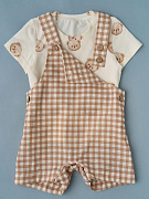 Футболка и песочник Little star Мишки 265005 (ЧЗ-мз) крем/бежевая клетка 68