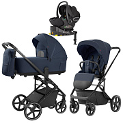 Коляска Carrello Alfa CRL-6522 2025 Vega CRL-14101 Absolute Black с базой Isofix 3 в 1 Denim Blue