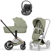 Коляска Cybex Priam V Rosegold Style Cloud T Mirage Grey Plus 3 в 1 Sage Green