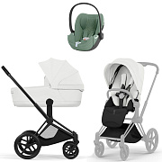 Коляска Cybex Priam V Matt Black Style Cloud T Leaf Green Plus 3 в 1 Off White