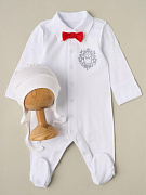Комплект Little Star Герб Корона комбинезон и чепчик 32321 (ЧЗ-мз) белый 62