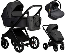 Детская коляска Indigo Solio 3 в 1 с автокреслом Avionaut Cosmo Grey So06 черный