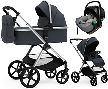 Коляска Agex Life 3 в 1 хромированная рама с автокреслом i-Safe S Grey ALM606 Midnight Grey (Темно-серый)