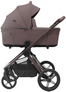 Детская коляска Peppy Soho 4 в 1 с автокреслом Welldon Crown 2 Grey и базой Brown (коричневый), рама серо-бежевый