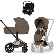 Коляска Cybex Priam V Matt Black Style Aton S2 Moon Black 3 в 1 Coconut Brown