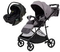 Прогулочная коляска Peppy Amici с автокреслом Jet Black Grey рама Black Chrome