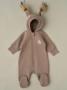 Комбинезон Little Star Рысенок с капюшоном футер с начесом 30321 (ЧЗ-мз) кофейно-серый 62