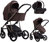 Детская коляска Bebetto Pelpasso 3 в 1 с автокреслом Avionaut Cosmo 06 Kaszmir коричневый/бежевая рама