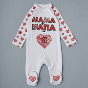 Комбинезон на кнопках интерлок Little Star мама + папа = я, белый 56