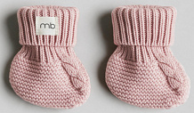 Пинетки Mimibaby коса (меринос) пудровый, 0-6 мес.