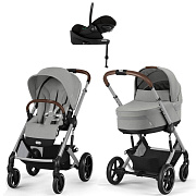 Коляска Cybex Balios S Lux SLV complete Cloud G Magic Black Base G 4 в 1 Stone Grey с дождевиками