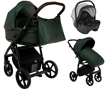 Детская коляска Roan Esso 3 в 1 с автокреслом Pituso Baesa Pro Black,Beige Canopy ESS113/1 Dark Green/Black